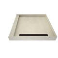 48 inch D x 48 inch W, Fully Integrated Shower Pan with Right PVC Drain, Right Trench with Oil Rubbed Bronze Designer Grate