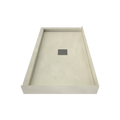 Wonder Drain 30 In x 60 In Left Dual Curb Corner Shower Pan with Center Drain and Square Tileable Drain Grate