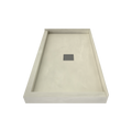 Wonder Drain 30 In x 60 In Right Dual Curb Corner Shower Pan with Center Drain and Square Tileable Drain Grate