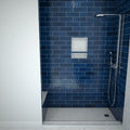 Base'N Bench® 30 In x 60 In Single Curb Tileable Shower Pan Base with Right Drain and Bench