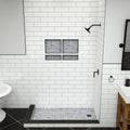Redi Base® 30 In x 48 In Left Double Threshold Corner Tileable Shower Pan Base with Right Drain