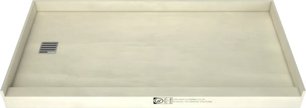 Redi Base® 30 In x 60 In Single Curb Tileable Shower Pan Base with Left Drain