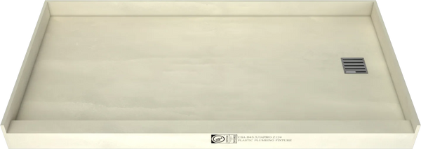 Redi Base® 30 In x 60 In Single Curb Tileable Shower Pan Base with Right Drain