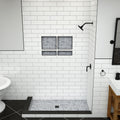 Redi Base® 32 In x 36 In Left Double Threshold Corner Tileable Shower Pan Base with Center Drain