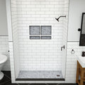Redi Base® 32 In x 60 In Single Curb Tileable Shower Pan Base with Right Drain 15 In from Back Wall