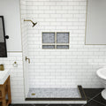 Redi Base® 34 In x 60 In Double Threshold Corner Tileable Shower Pan Base with Left Drain
