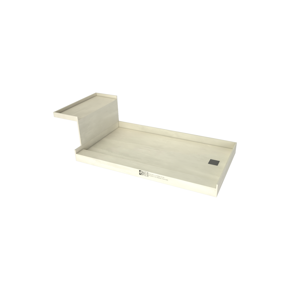 Base'N Bench® 34 In x 72 In Single Curb Tileable Shower Pan Base with ...
