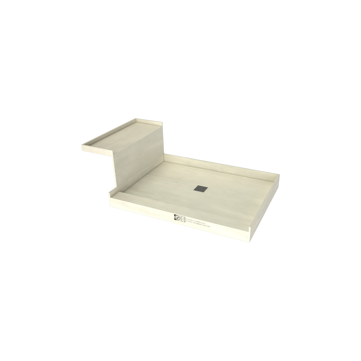 Base'N Bench® 36 In x 60 In Single Curb Tileable Shower Pan Base