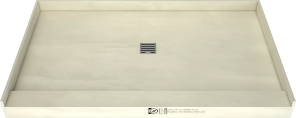 Redi Base® 36 In x 60 In Single Curb Tileable Shower Pan Base with Center Drain