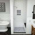 Base'N Bench® 42 In x 48 In Single Curb Tileable Shower Pan Base with Center Drain and Bench
