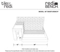 Base'N Bench® 42 In x 48 In Single Curb Tileable Shower Pan Base with Center Drain and Bench
