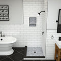 Redi Base® 42 In x 36 In Left Double Threshold Corner Tileable Shower Pan Base with Center Drain