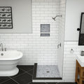 Redi Base® 42 In x 36 In Left Double Threshold Corner Tileable Shower Pan Base with Center Drain