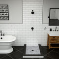 Redi Base® 42 In x 36 In Triple Curb Tileable Shower Pan Base with Center Drain