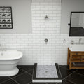 Redi Base® 42 In x 36 In Triple Curb Tileable Shower Pan Base with Center Drain