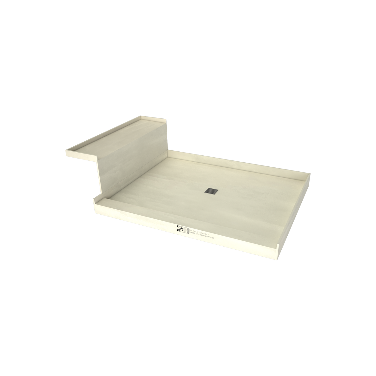 Base'N Bench® 48 In x 72 In Single Curb Tileable Shower Pan Base with ...