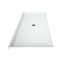 LuxShower 42 In Depth x 72 In Width Center Round Drain Low Threshold Smooth Shower Pan in Polar White