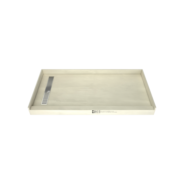 Redi Trench® 30 In x 60 In Single Curb Tileable Shower Pan Base with Left Drain and Linear Trench