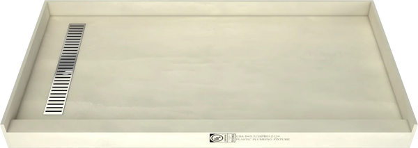 Redi Trench® 30 In x 60 In Single Curb Tileable Shower Pan Base with Left Drain and Linear Trench