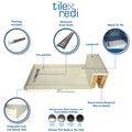 Base'N Bench® 32 In x 72 In Single Curb Tileable Shower Pan Base with Left Drain, Linear Trench, and Bench