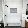 Base'N Bench® 32 In x 72 In Single Curb Tileable Shower Pan Base with Left Drain, Linear Trench, and Bench
