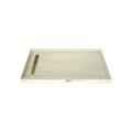 Redi Trench® 32 In x 60 In Double Threshold Corner Tileable Shower Pan Base with Left Drain and Linear Trench