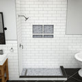 Redi Trench® 34 In x 60 In Double Threshold Corner Tileable Shower Pan Base with Left Drain and Linear Trench
