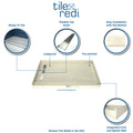 Redi Trench® 34 In x 60 In Double Threshold Corner Tileable Shower Pan Base with Left Drain and Linear Trench