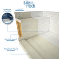 Base'N Bench® 34 In x 72 In Single Curb Tileable Shower Pan Base with Right Drain, Linear Trench, and Bench