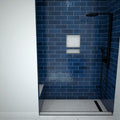 Base'N Bench® 34 In x 72 In Single Curb Tileable Shower Pan Base with Right Drain, Linear Trench, and Bench