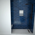 Base'N Bench® 34 In x 72 In Single Curb Tileable Shower Pan Base with Right Drain, Linear Trench, and Bench