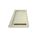Redi Trench® 34 In x 60 In Double Threshold Corner Tileable Shower Pan Base with Right Drain and Linear Trench