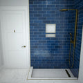 Redi Trench® 34 In x 60 In Double Threshold Corner Tileable Shower Pan Base with Right Drain and Linear Trench