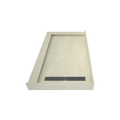 Redi Trench® 34 In x 60 In Double Threshold Corner Tileable Shower Pan Base with Right Drain and Linear Trench