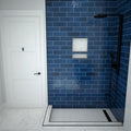 Redi Trench® 34 In x 60 In Double Threshold Corner Tileable Shower Pan Base with Right Drain and Linear Trench