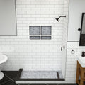 Redi Trench® 34 In x 60 In Double Threshold Corner Tileable Shower Pan Base with Right Drain and Linear Trench