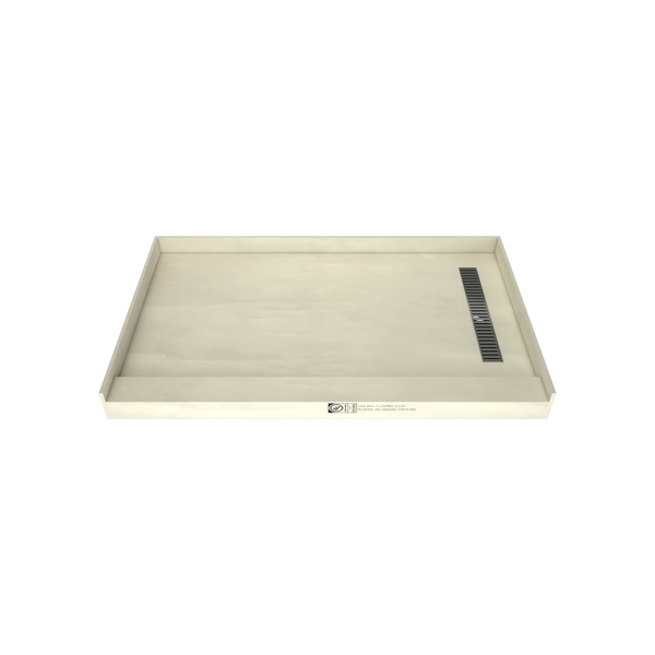 Redi Trench® 36 In x 60 In Single Curb Tileable Shower Pan Base with Right Drain and Linear Trench
