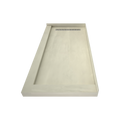 Redi Trench® 36 In x 72 In Double Threshold Corner Tileable Shower Pan Base with Left Drain and Linear Trench