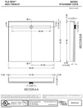 Redi Trench® 42 In x 48 In Barrier Free Tileable Shower Pan Base with Back Drain and Linear Trench