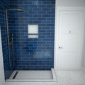 Redi Trench® 42 In x 60 In Right Double Threshold Corner Tileable Shower Pan Base with Left Drain and Linear Trench