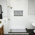 Redi Trench® 42 In x 60 In Right Double Threshold Corner Tileable Shower Pan Base with Left Drain and Linear Trench