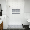 Redi Trench® 42 In x 60 In Right Double Threshold Corner Tileable Shower Pan Base with Left Drain and Linear Trench