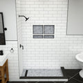 Redi Trench® 42 In x 60 In Right Double Threshold Corner Tileable Shower Pan Base with Left Drain and Linear Trench