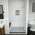Base'N Bench® 48 In x 60 In Single Curb Tileable Shower Pan Base with Right Drain, Linear Trench, and Bench