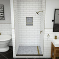 Redi Trench® 48 In x 48 In Single Curb Tileable Shower Pan Base with Right Drain and Linear Trench