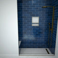 Base'N Bench® 48 In x 72 In Single Curb Tileable Shower Pan Base with Right Drain, Linear Trench, and Bench