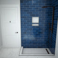 Redi Trench® 48 In x 60 In Left Double Threshold Corner Tileable Shower Pan Base with Right Drain and Linear Trench