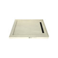 Redi Trench® 48 In x 60 In Left Double Threshold Corner Tileable Shower Pan Base with Right Drain and Linear Trench
