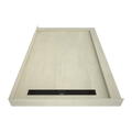 Redi Trench® 48 In x 72 In Double Threshold Corner Tileable Shower Pan Base with Left Drain and Linear Trench