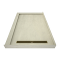 Redi Trench® 48 In x 72 In Double Threshold Corner Tileable Shower Pan Base with Right Drain and Linear Trench